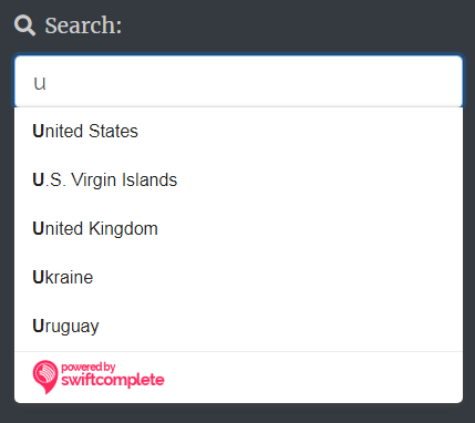 Country autocomplete