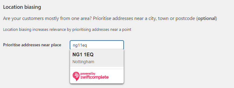 Use location biasing to prioritise addresses near the customer's location